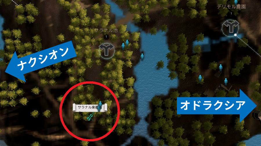 サラナル池の楽器商店の位置